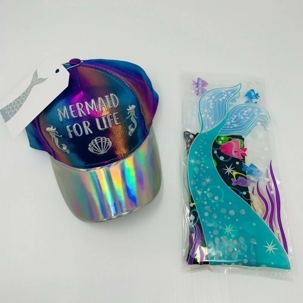 Girls Mermaid Gift Set Ball Cap Hat Sunglasses Pura Vida Anklet NWT